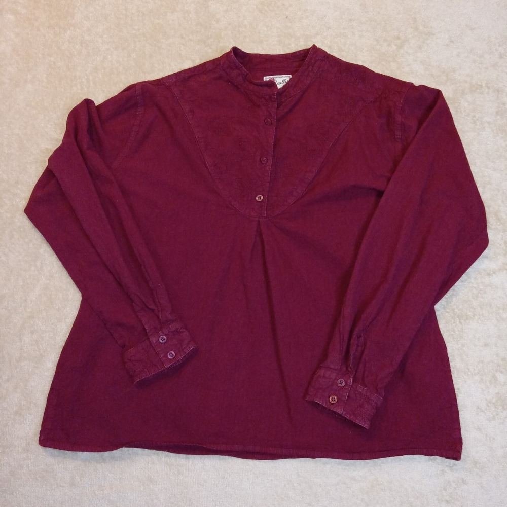Scully Ranchwear‎ Women's Peruvian Cotton Top Tunic Blouse Burgandy XL